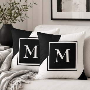 Almofada Monograma decorativo preto e branco impressionante