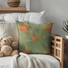 Almofada Monograma do padrão floral da horta verde pastel