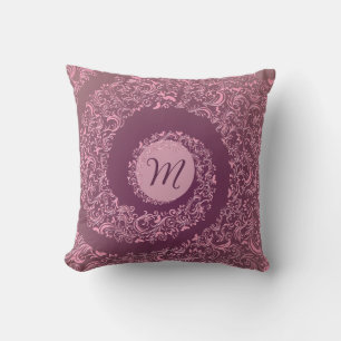 Almofada Monograma do Peach Damask