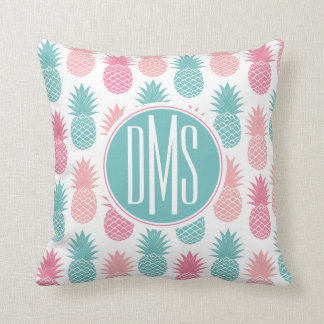 Almofada Monograma do teste padrão | do abacaxi do vintage