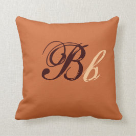 Almofada Monograma dobro de B em Brown e em bege mim