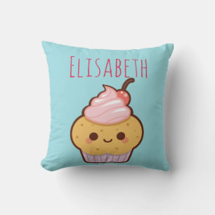 Almofada Monograma doce do cupcake do kawaii bonito super