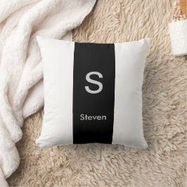 Almofada Monograma Dois Tom Preto Moderno e Branco
