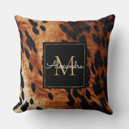 Almofada Monograma Dourado de Creme Castanho