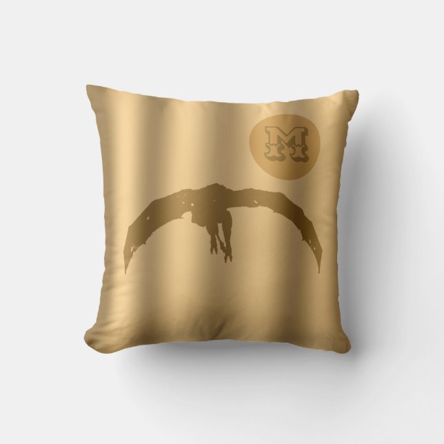 Almofada Monograma Dourado de luxo Dragão (Frente)