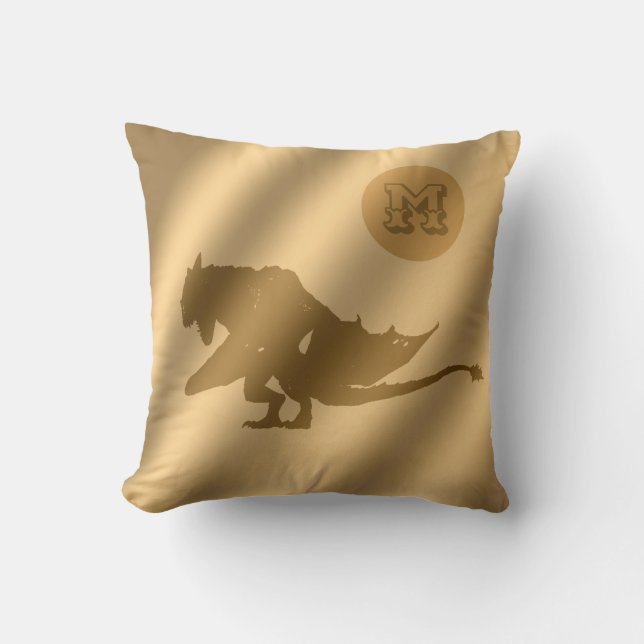 Almofada Monograma Dourado de luxo Dragão (Frente)