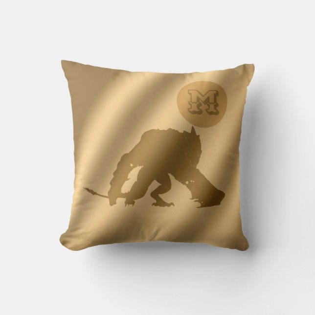 Almofada Monograma Dourado de luxo Dragão (Frente)