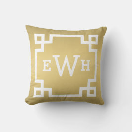 Almofada Monograma Dourado e Branco | Limite chave grego