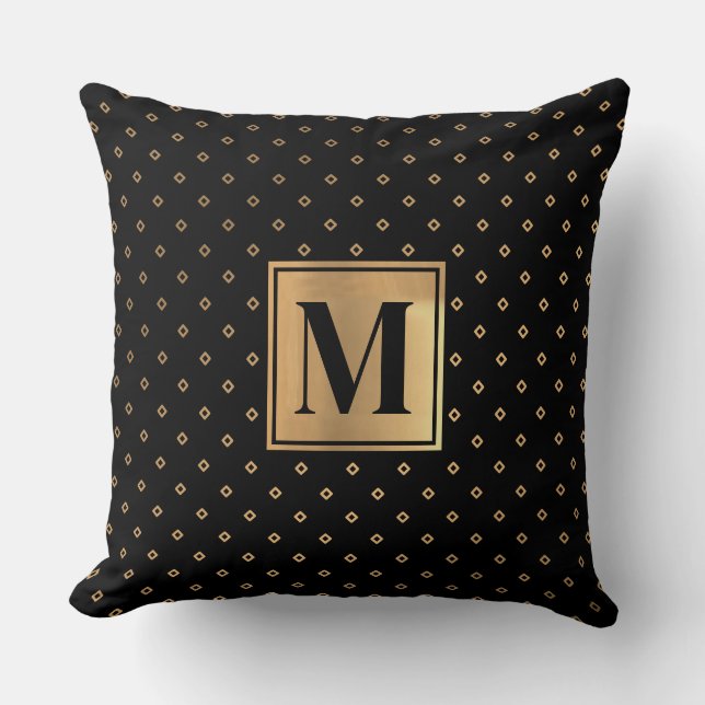 Almofada Monograma Dourado Elegante (Frente)