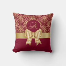 Monograma Dourado Elegante Do Damasco Na Borgonha