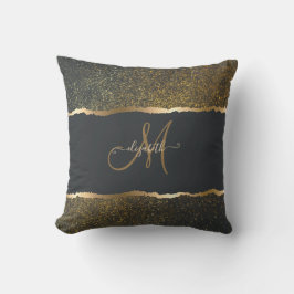 Almofada Monograma Dourado Elegante Moderno