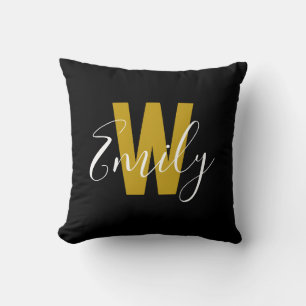 Almofada Monograma Dourado preto clássico