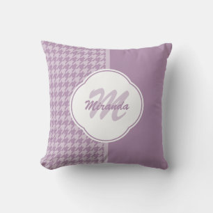 Almofada Monograma e nome Bonito Pastel Purple Houndstooth