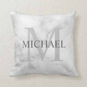 Almofada Monograma e nome personalizados de mármore cláss