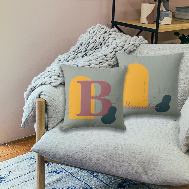 Almofada Monograma e nome personalizados do estilo Boho (Criador carregado)