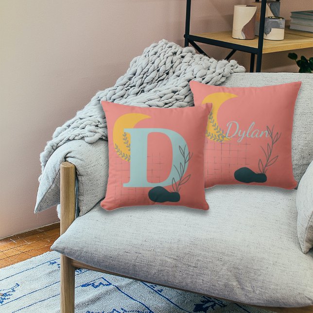 Almofada Monograma e nome personalizados do estilo Boho (Criador carregado)