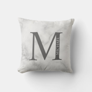 Almofada Monograma e Nome Personalizados do Marble Branco