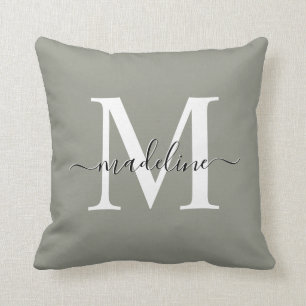 Almofada Monograma Elegante de Script de Nevoeiro Elegante