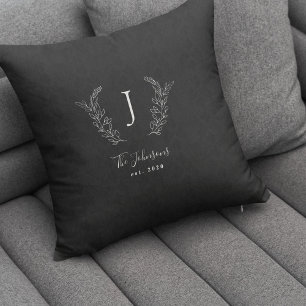 Almofada Monograma elegante preto e branco