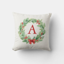 Monograma em aquarela de coroa de Natal moderna