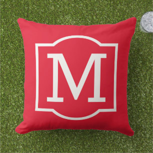 Almofada Monograma em Suporte Branco Vermelho Ousado