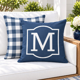 Almofada Monograma em Suporte Clássico Navy Branco