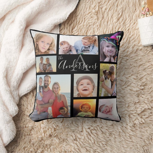 Almofada Monograma Família Oito Foto Personalizada (Cobertor)