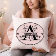Monograma Feminino A com o nome do cheio em rosa m