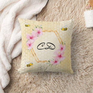 Almofada Monograma floral amarelo dos espécimes do gênero B