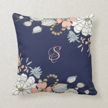 Monograma Floral Azul Cor-de-rosa-marinho Personal