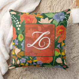 Almofada Monograma Floral da Selva Vibrante Personalizado