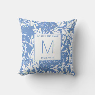 Almofada Monograma Floral de Cornflower Blue