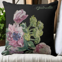 Monograma floral preto, cor-de-rosa