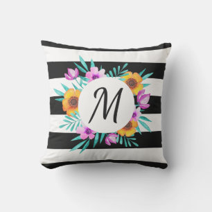 Almofada Monograma Floral Preto-Rasgado legal