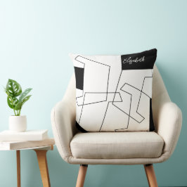 Almofada Monograma Geométrico, Em Preto E Branco