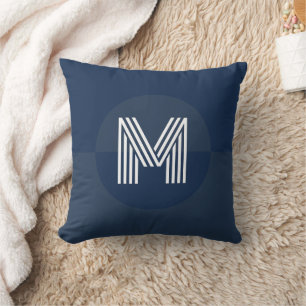 Almofada Monograma Geométrico Moderno Marinho Masculino Azu