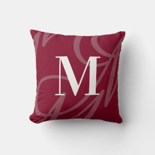 Almofada Monograma Grande Moderno Elegante Vermelho Borgonh