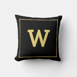 Almofada Monograma inicial Dourado preto simples
