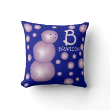 Monograma Inicial Nome Purple Snowman 3D Balls Pon