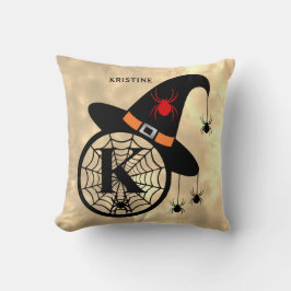 Almofada Monograma K Halloween Sky Witeen Nome das Aranhas