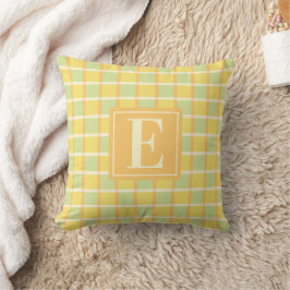 Almofada Monograma Laranja Amarelo Verde Xadrez Moderno
