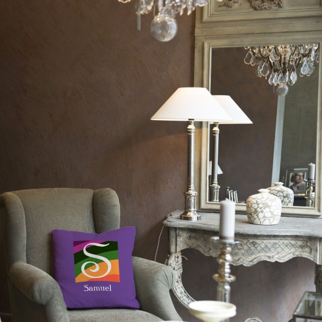 Almofada Monograma - lavanda inicial (Criador carregado)