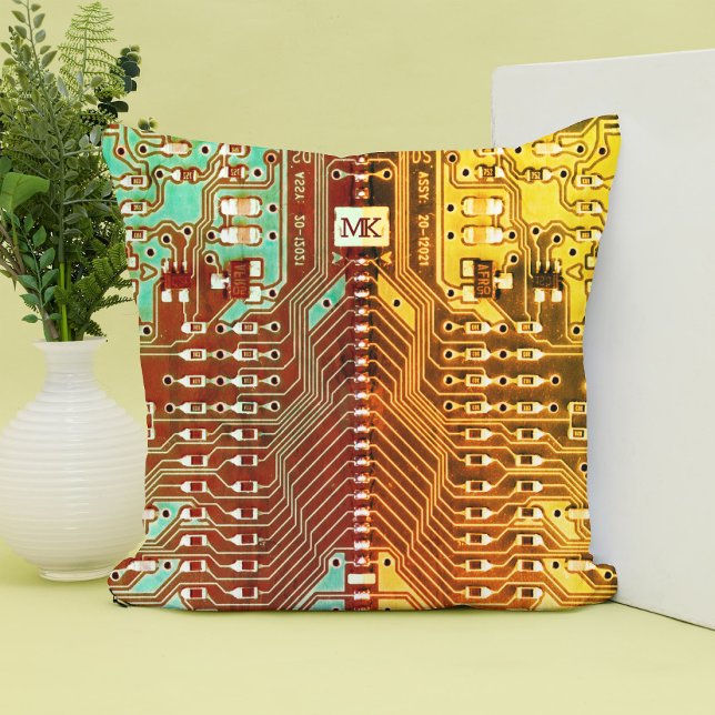 Almofada Monograma legal de Monograma Monótico Único Retroa (Criador carregado)