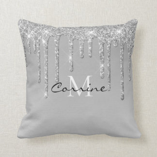Almofada Monograma Lixo de Prata Lítio Metálico