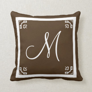 Almofada MONOGRAMA marrom sólido personalizado