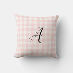 Almofada Monograma Menina Rosa Cheque Travesseiro decorativ