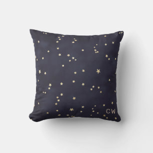 Almofada Monograma minimalista do céu noturno e das estrela