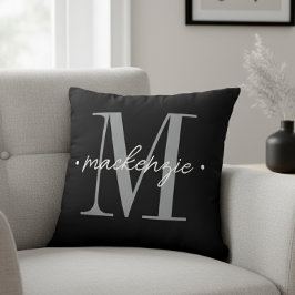Almofada Monograma Minimalista Moderno Preto Branco