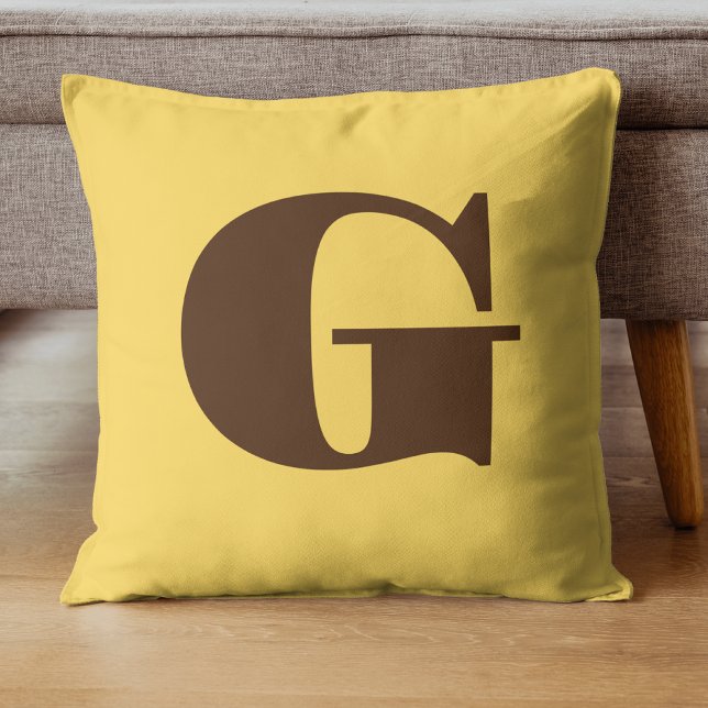 Almofada Monograma Moderno Brown | Dandelion (Criador carregado)