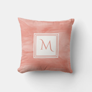 Almofada Monograma Moderno de Marble Sutil Cor-de-rosa Simp